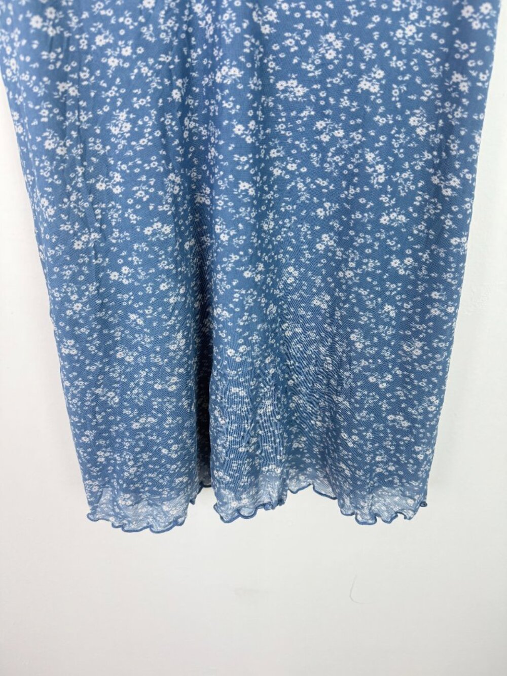 American Eagle Babydoll Mini Mesh Ditsy Floral Dress Blue Size Medium M EUC - Picture 4 of 10